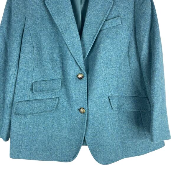 Talbots Wool Blend 2 Button Blazer Jacket Heather Teal Blue Size 14W - Picture 3 of 7